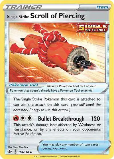 Pokemon Trading Card Game Sword & Shield Chilling Reign Uncommon Single Strike Scroll of Piercing #154