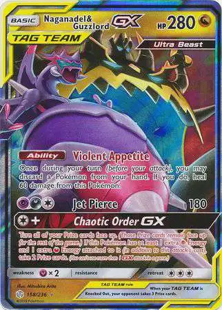 Pokemon Trading Card Game Sun & Moon Cosmic Eclipse Ultra Rare Naganadel & Guzzlord GX #158