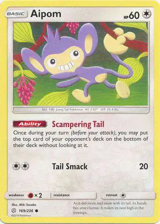 Pokemon Trading Card Game Sun & Moon Cosmic Eclipse Common Aipom #169