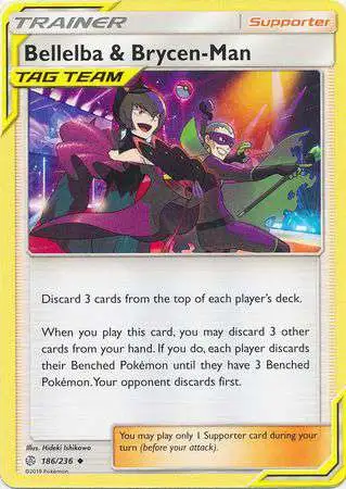 Pokemon Trading Card Game Sun & Moon Cosmic Eclipse Uncommon Bellelba & Brycen-Man #186