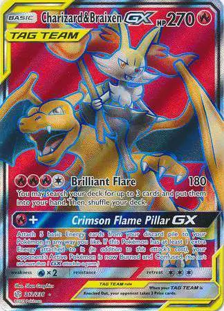 Pokemon Trading Card Game Sun & Moon Cosmic Eclipse Ultra Rare Charizard & Braixen GX #212