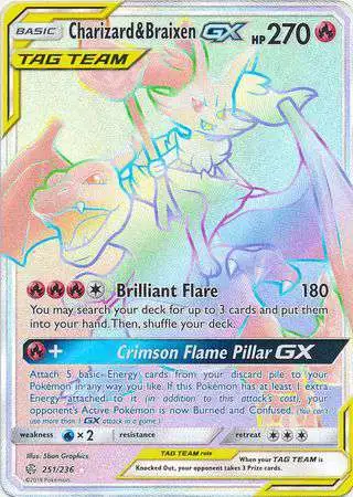 Pokemon Trading Card Game Sun & Moon Cosmic Eclipse Hyper Rare Charizard & Braixen GX #251