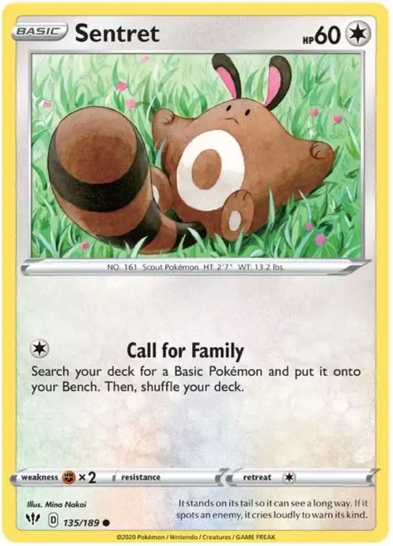 Pokemon Trading Card Game Sword & Shield Darkness Ablaze Common Sentret #135