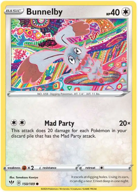 Pokemon Trading Card Game Sword & Shield Darkness Ablaze Common Bunnelby #150