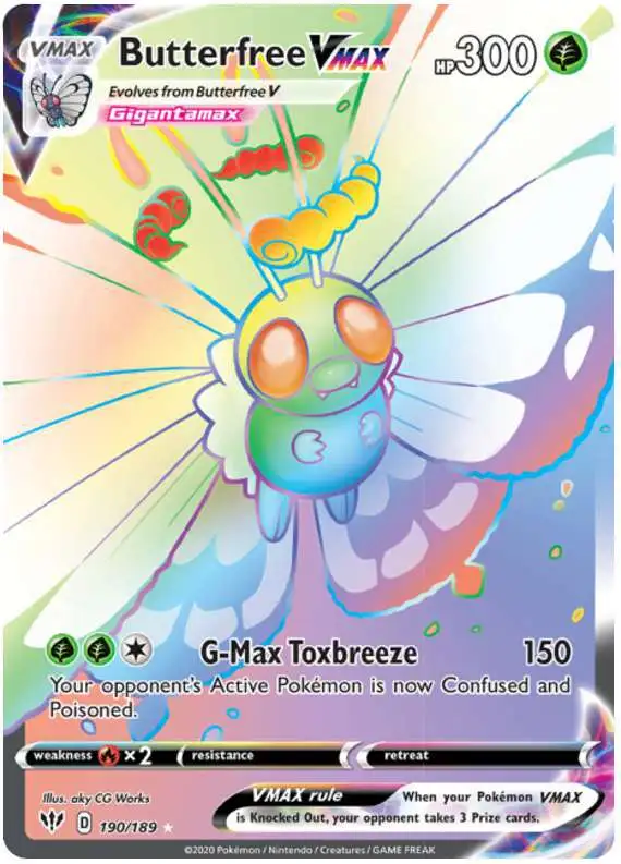 Pokemon Trading Card Game Sword & Shield Darkness Ablaze Secret Rare Butterfree VMAX #190