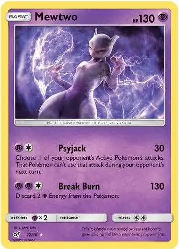 Pokemon Trading Card Game Detective Pikachu Rare Holo Mewtwo #12