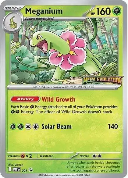 Pokemon Trading Card Game ME01 Mega Evolution Single Card Promo Meganium 10  Mega Evolution Stamp - ToyWiz