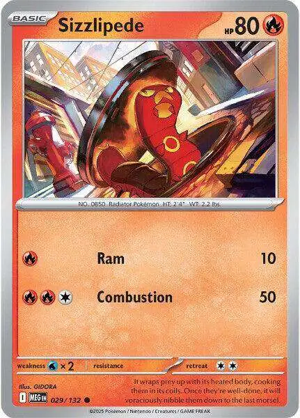Pokemon Trading Card Game ME01: Mega Evolution Common Sizzlipede #29