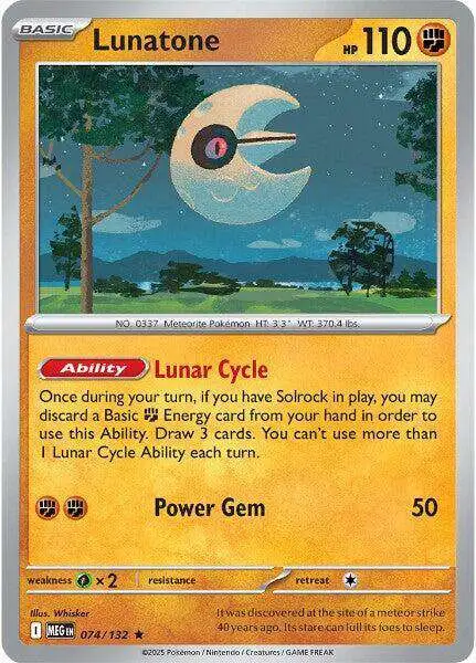 Pokemon Trading Card Game ME01: Mega Evolution Rare Lunatone #74