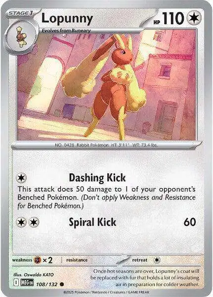 Pokemon Trading Card Game ME01: Mega Evolution Common Lopunny #108