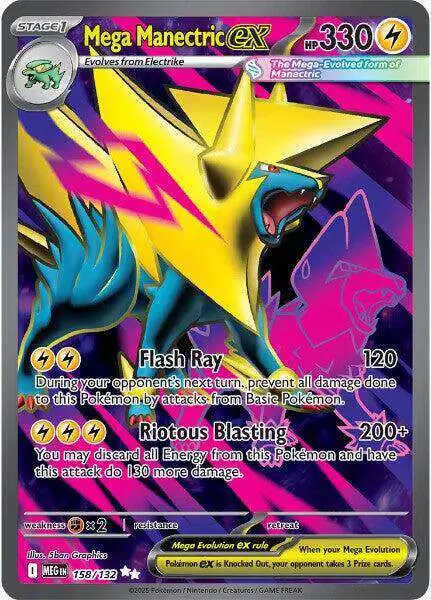 Pokemon Trading Card Game ME01 Mega Evolution Single Card Ultra Rare Mega  Manectric ex 158 - ToyWiz