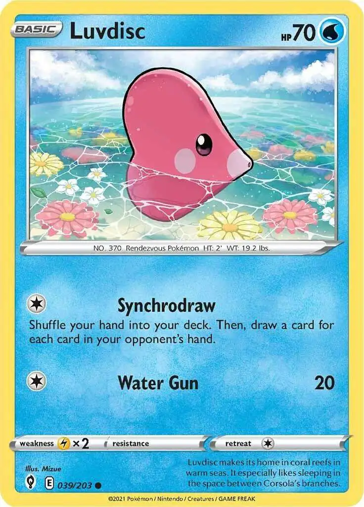 Pokemon Trading Card Game Sword & Shield Evolving Skies Common Luvdisc #39