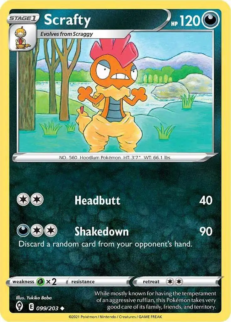 Pokemon Trading Card Game Sword & Shield Evolving Skies Uncommon Scrafty #99