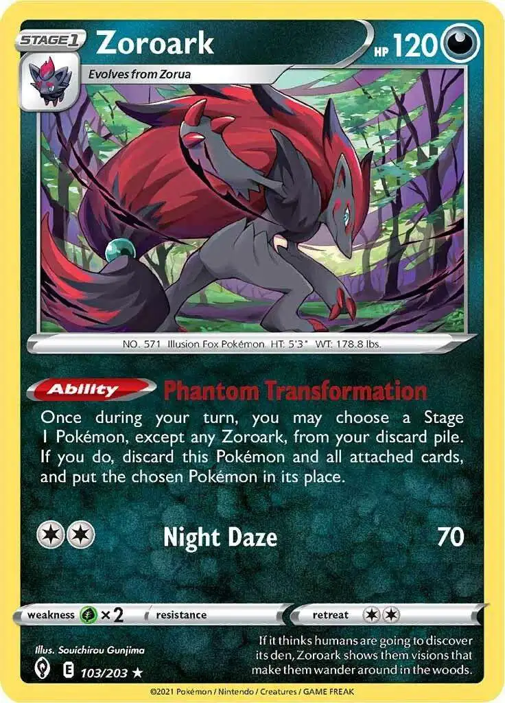 Pokemon Trading Card Game Sword & Shield Evolving Skies Rare Holo Zoroark #103
