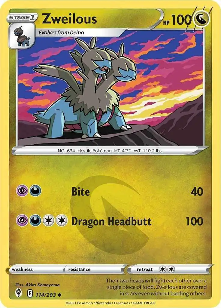 Pokemon Trading Card Game Sword & Shield Evolving Skies Uncommon Zweilous #114