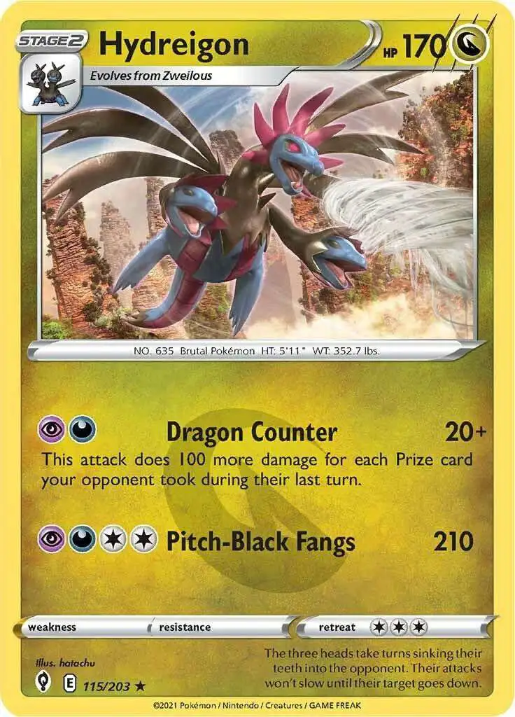 Pokemon Trading Card Game Sword & Shield Evolving Skies Rare Holo Hydreigon #115