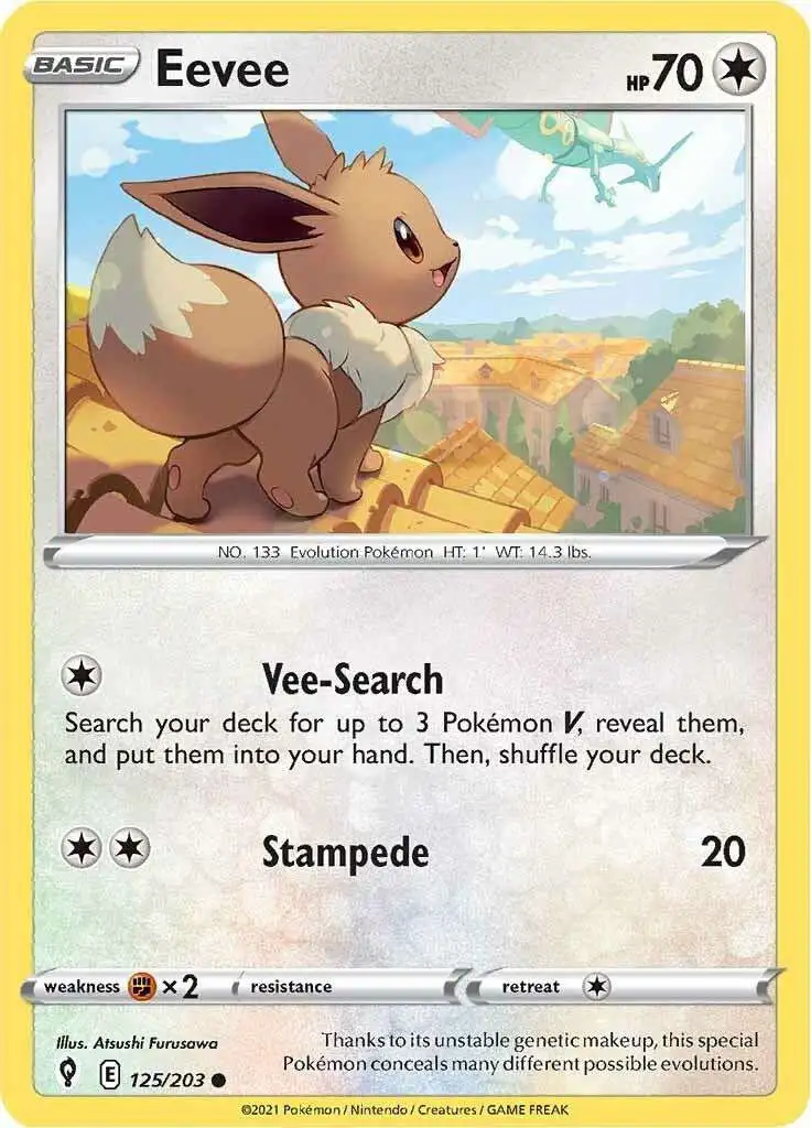 Pokemon Trading Card Game Sword Shield Evolving Skies Single Card Common Eevee 125 - ToyWiz Pokemon Trading Card Game Sword Shield Evolving Skies Single Card Common Eevee 125 - ToyWiz