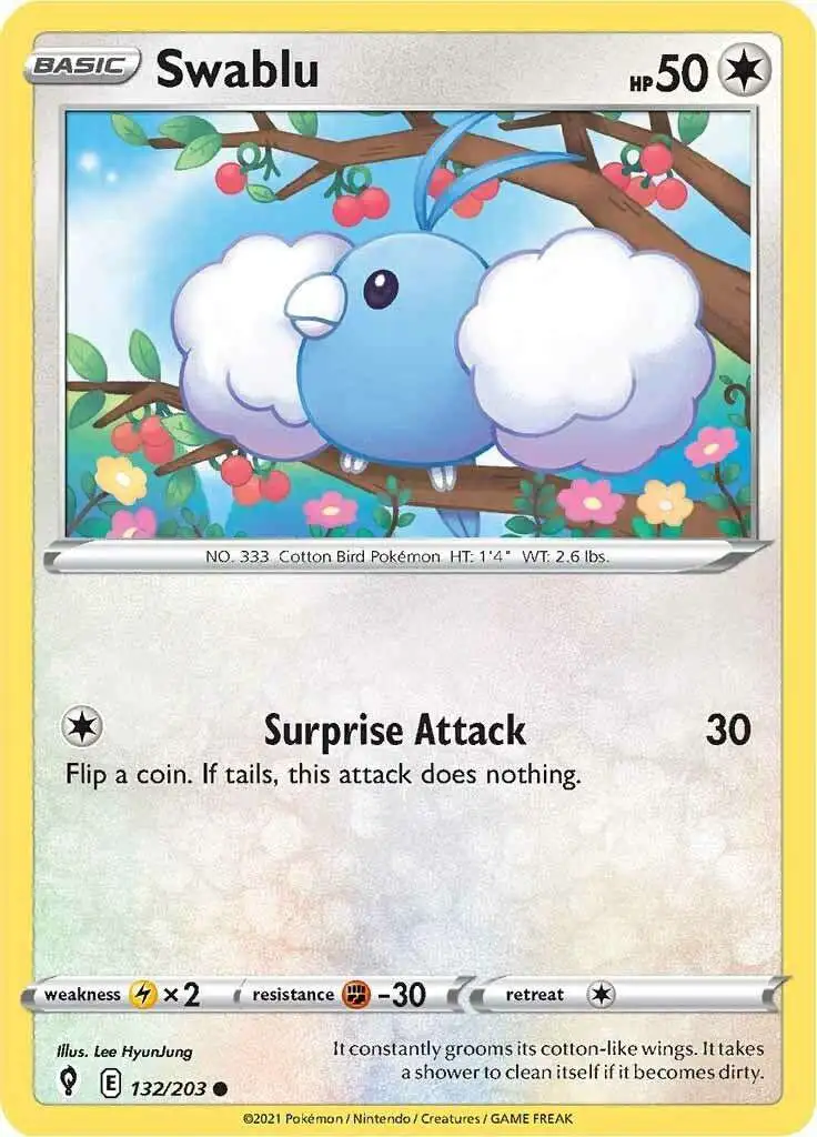 Pokemon Trading Card Game Sword & Shield Evolving Skies Common Swablu #132
