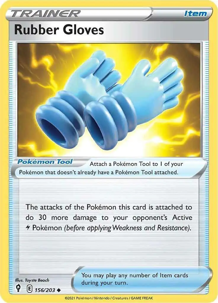 Pokemon Trading Card Game Sword & Shield Evolving Skies Uncommon Rubber Gloves #156