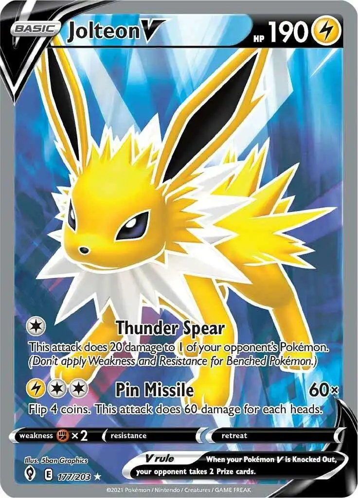 Pokemon Trading Card Game Sword & Shield Evolving Skies Ultra Rare Jolteon V #177