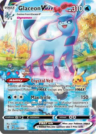 Pokemon Trading Card Game Sword & Shield Evolving Skies Secret Rare Glaceon VMAX #209 [Alternate Art]