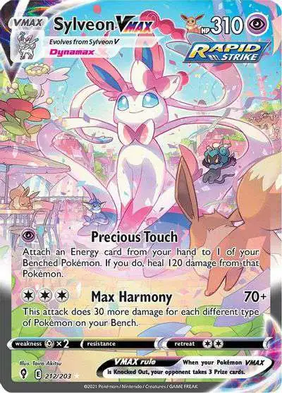 Pokemon Trading Card Game Sword & Shield Evolving Skies Secret Rare Sylveon VMAX #212 [Alternate Art]