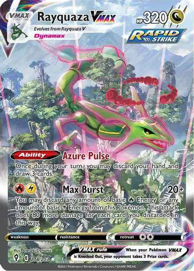 Pokemon Trading Card Game Sword & Shield Evolving Skies Secret Rare Rayquaza VMAX #218 [Alternate Art]