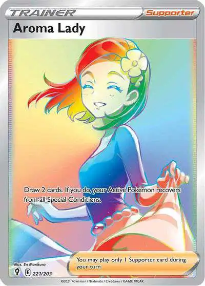 Pokemon Trading Card Game Sword & Shield Evolving Skies Secret Rare Aroma Lady #221
