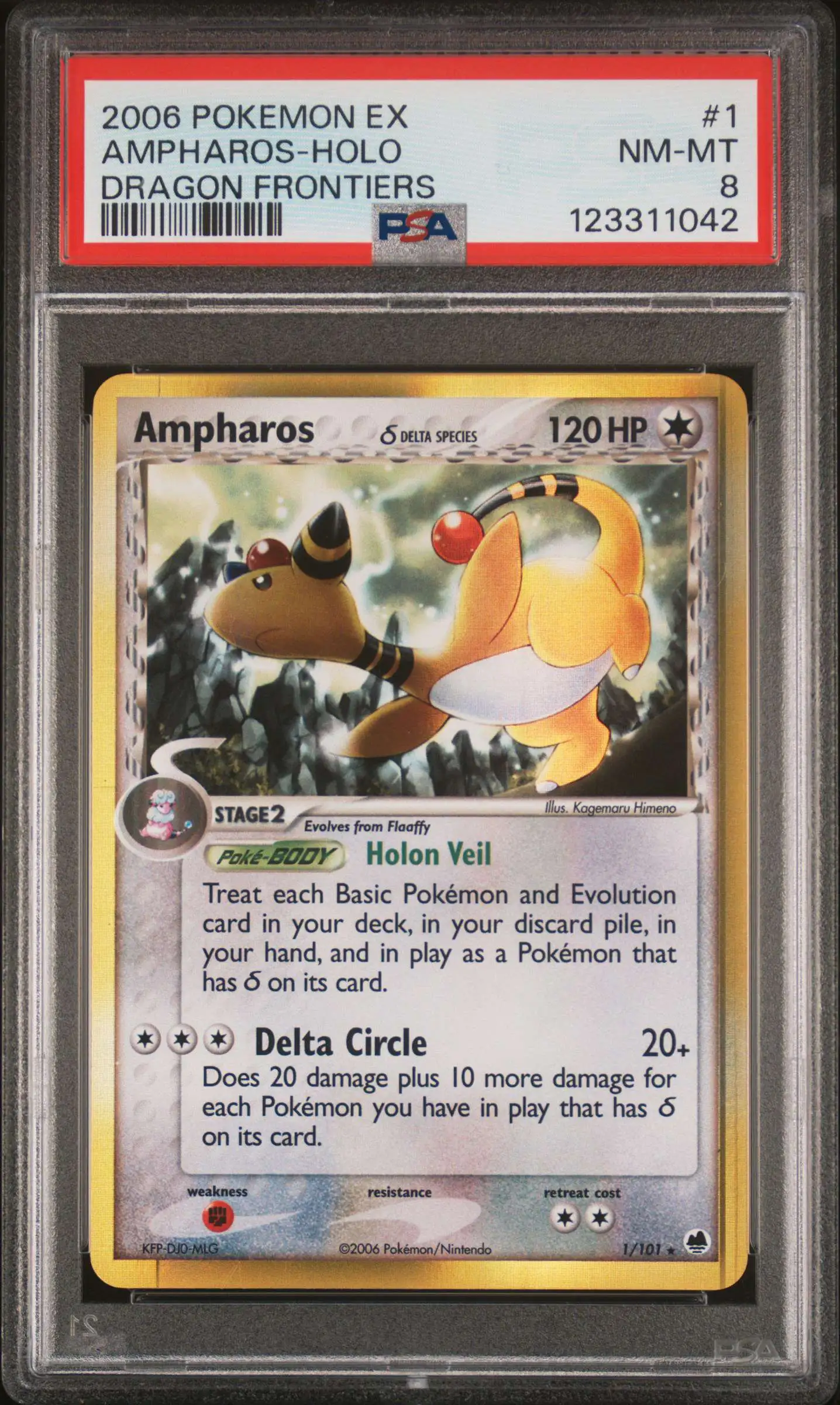 Pokemon EX Dragon Frontiers Single Card Holo Rare Ampharos Delta Species 1  PSA 8 - ToyWiz