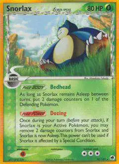 Pokemon EX Dragon Frontiers Holo Rare Snorlax (Delta Species) #10 [Damaged]