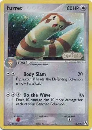 Pokemon EX Legend Maker Holo Rare Furret #33 [Reverse Holofoil] [Damaged]