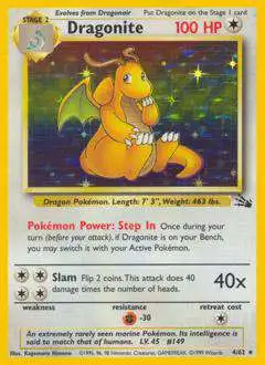 Pokemon Fossil Holo Rare Dragonite #4 [Lightly Played]