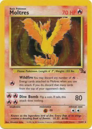 rare fossil pokemon card value Pokemon Fossil Single Card Holo Rare Moltres 12 Lightly Played