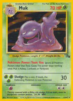 Pokemon Fossil Holo Rare Muk #13 [Damage]