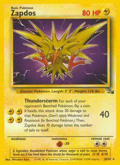 Pokemon Fossil Rare Zapdos #30 [Near Mint / Lightly Played]