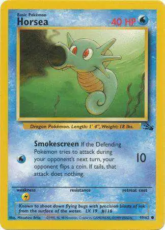 Pokemon Fossil Common Horsea #49 [Damaged]