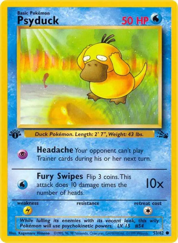 Pokemon Fossil Common Psyduck #53 [1st Edition] [Lightly Played]