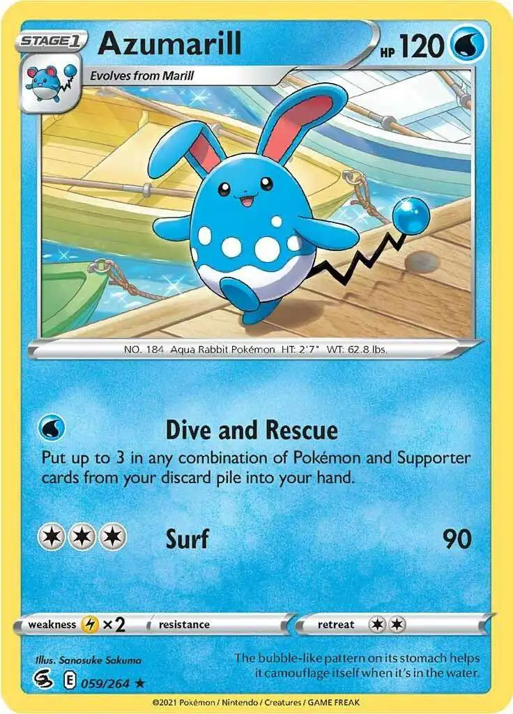 Pokemon Trading Card Game Sword & Shield Fusion Strike Rare Azumarill #59