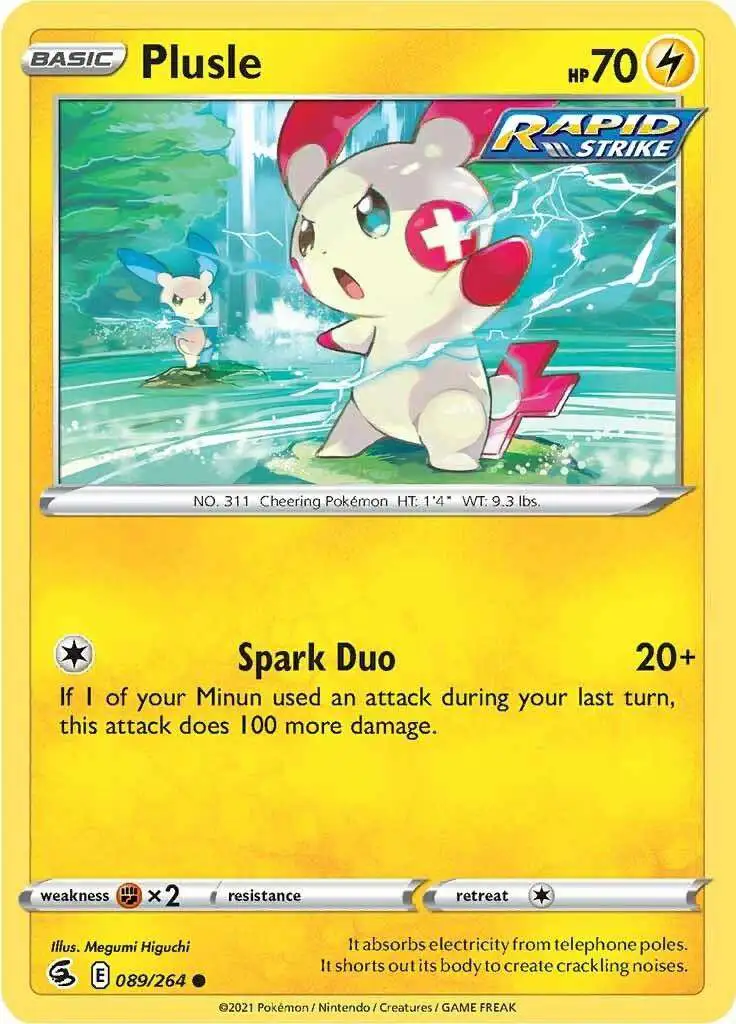 Pokemon Trading Card Game Sword & Shield Fusion Strike Common Plusle #89