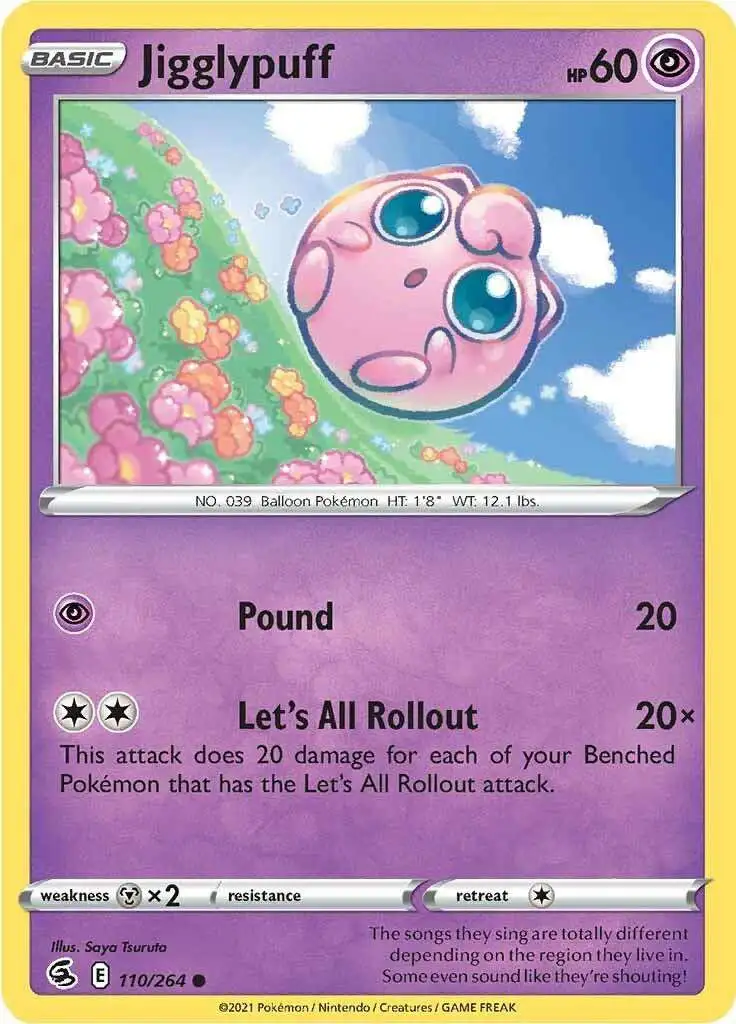 Pokemon Trading Card Game Sword & Shield Fusion Strike Common Jigglypuff #110