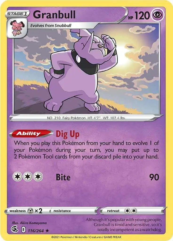 Pokemon Trading Card Game Sword Shield Fusion Strike Single Card Rare  Granbull 116 - ToyWiz