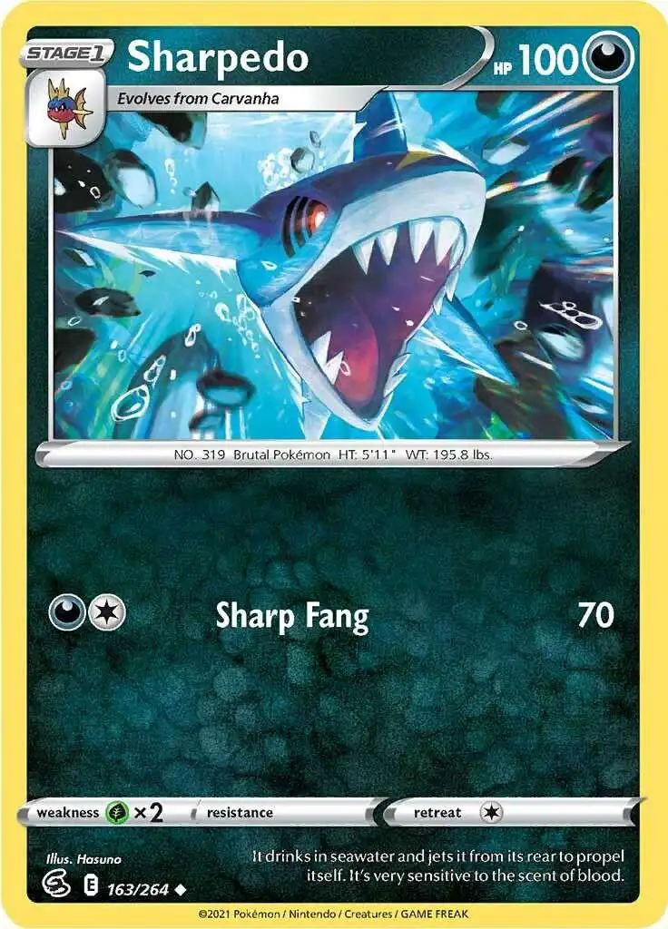 Pokemon Trading Card Game Sword & Shield Fusion Strike Uncommon Sharpedo #163