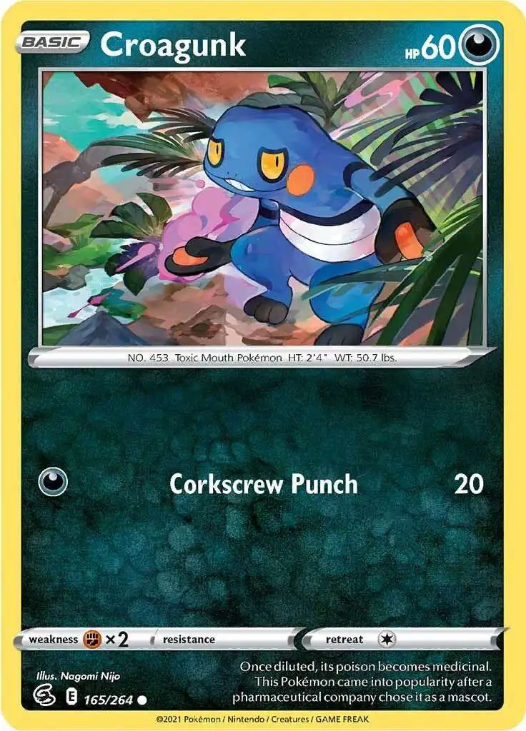 Pokemon Trading Card Game Sword & Shield Fusion Strike Common Croagunk #165