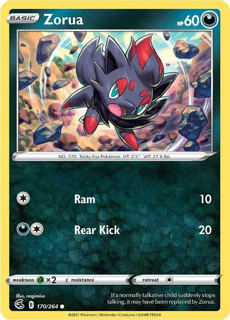 Pokemon Trading Card Game Sword & Shield Fusion Strike Common Zorua #170
