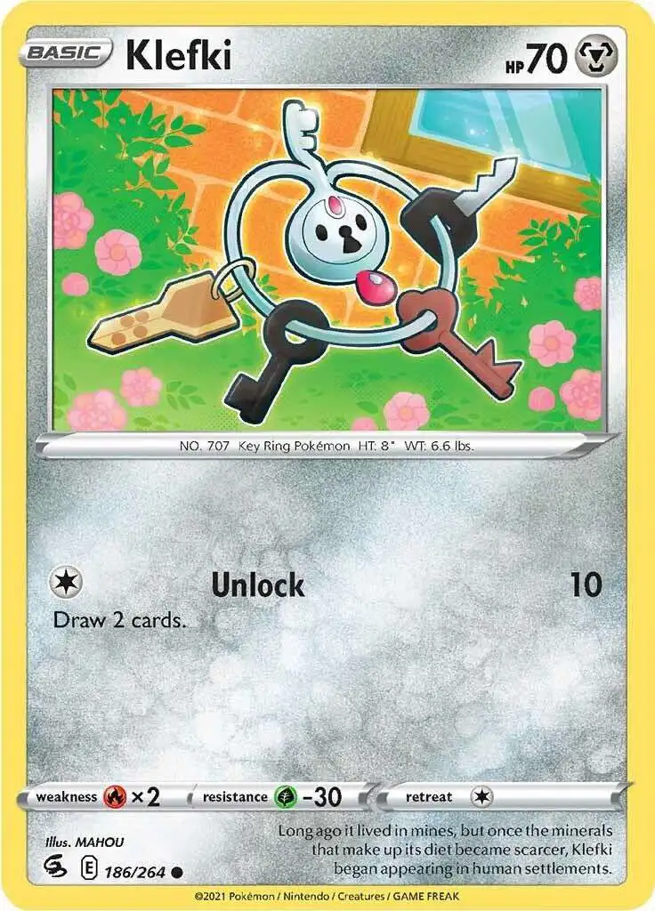 Pokemon Trading Card Game Sword Shield Fusion Strike Single Card Common  Klefki 186 - ToyWiz