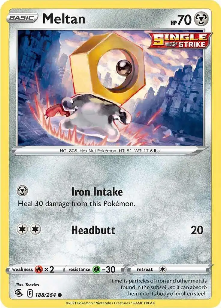 Pokemon Trading Card Game Sword & Shield Fusion Strike Common Meltan #188