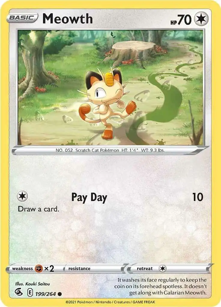 Pokemon Trading Card Game Sword & Shield Fusion Strike Common Meowth #199