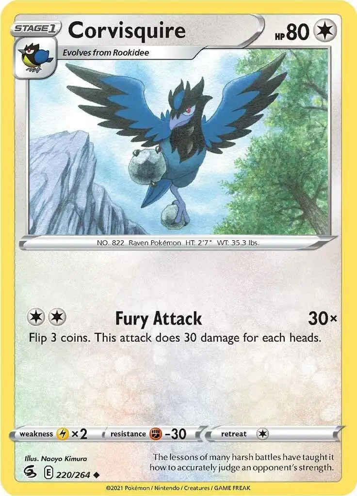 Pokemon Trading Card Game Sword & Shield Fusion Strike Uncommon Corvisquire #220