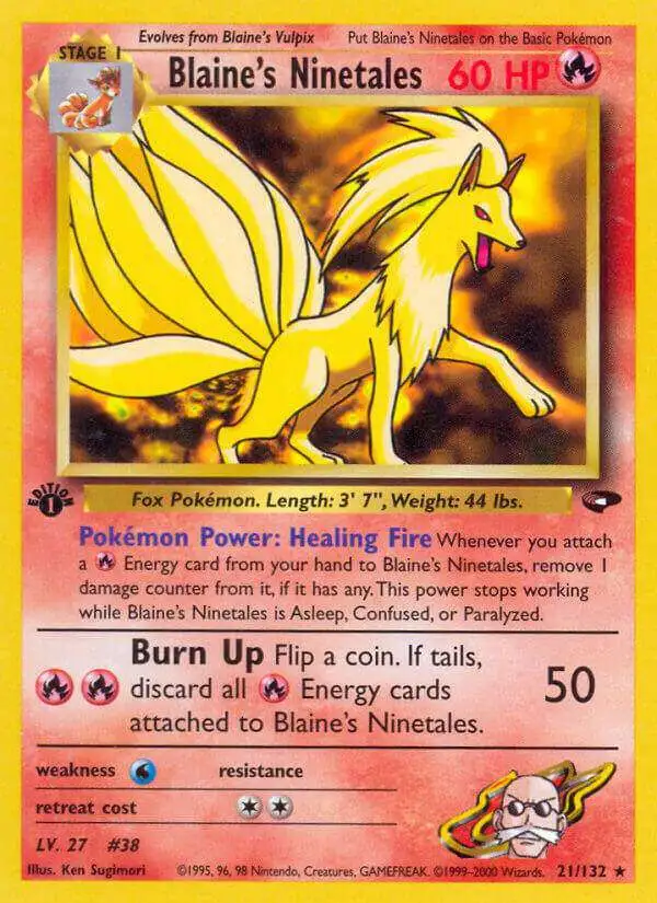 Pokemon Gym Challenge Rare Blaine's Ninetales #21 [Lightly Played]