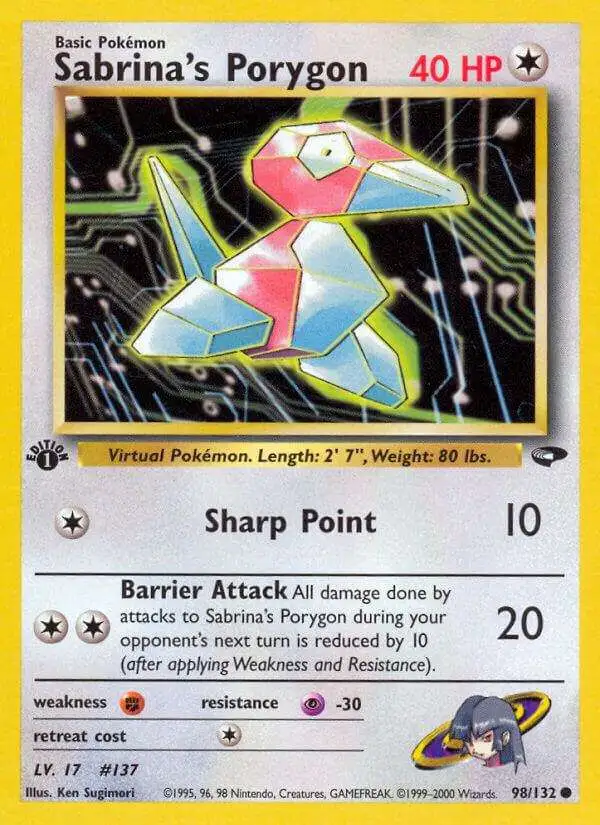 Pokemon Gym Challenge Common Sabrina's Porygon #98 [1st Edition]